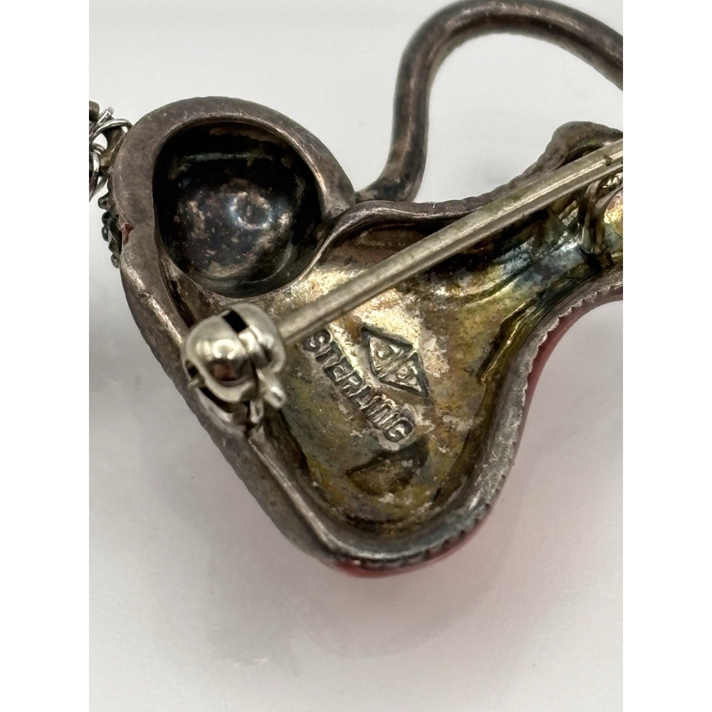 Judith Jack Brooch Perfume Red‎ Enamel Atomizer Sterling Marcasite Pin Brooch - Picture 8 of 10
